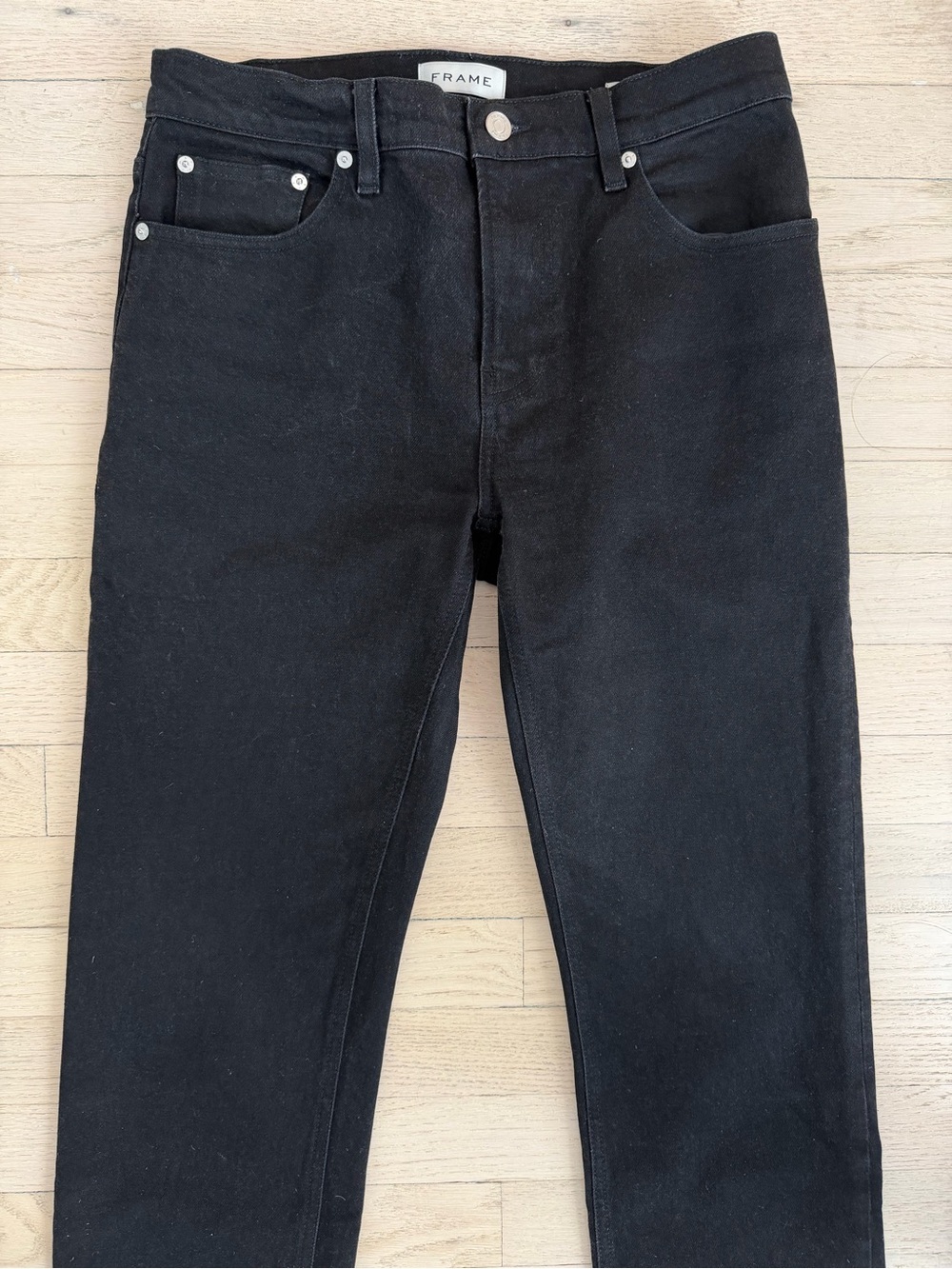 FRAME Modern Straight Black Jeans 30x32